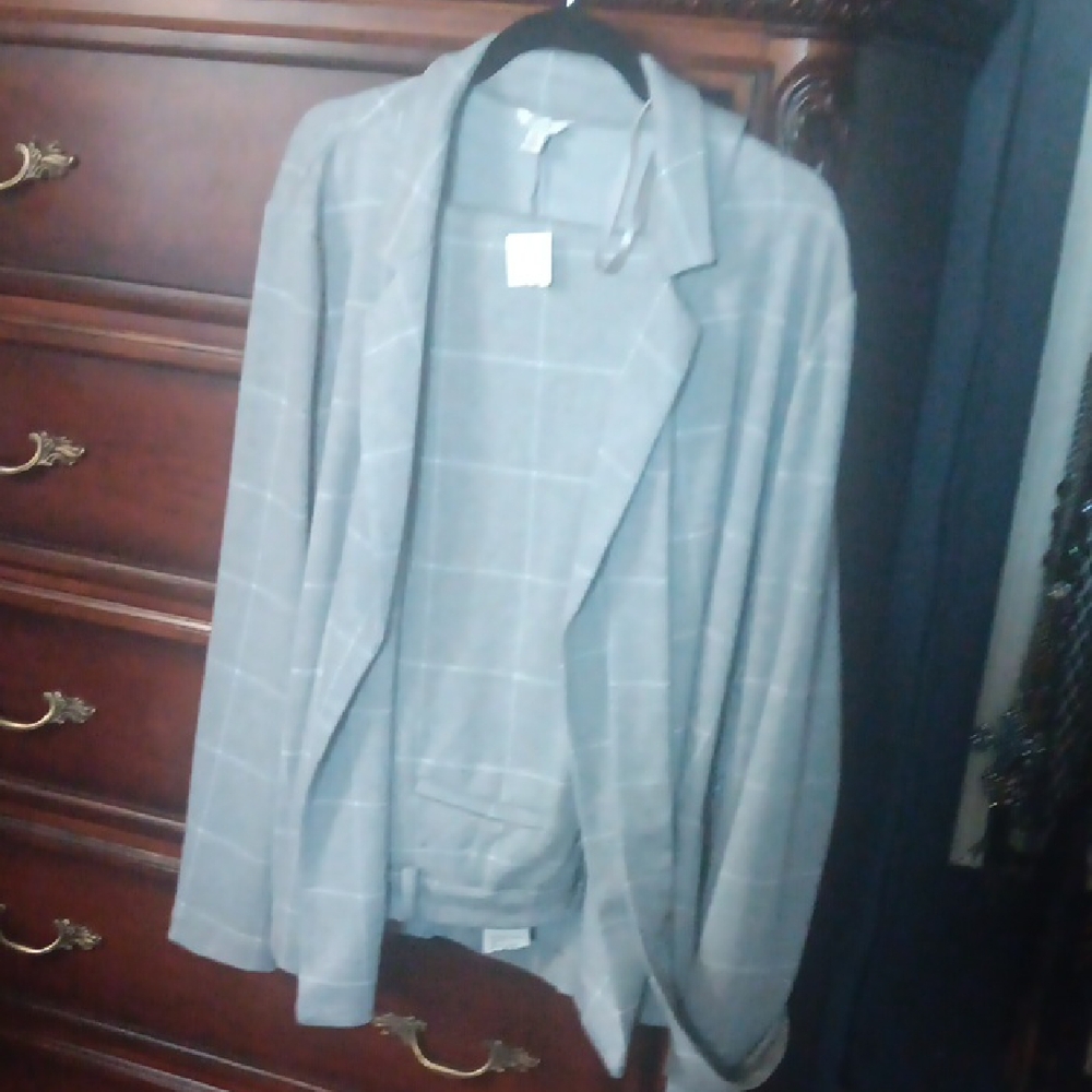 Cato Light Gray Windowpane Blazer And Pants
